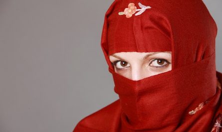 Женщина с полузакрытым шалью лицом